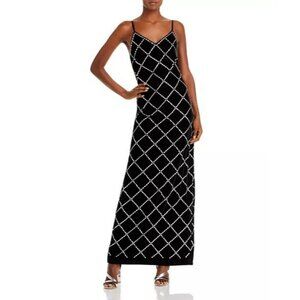 Ramy Brook Size 0 Black Omega Rhinestone Velvet Maxi Dress Spaghetti Straps